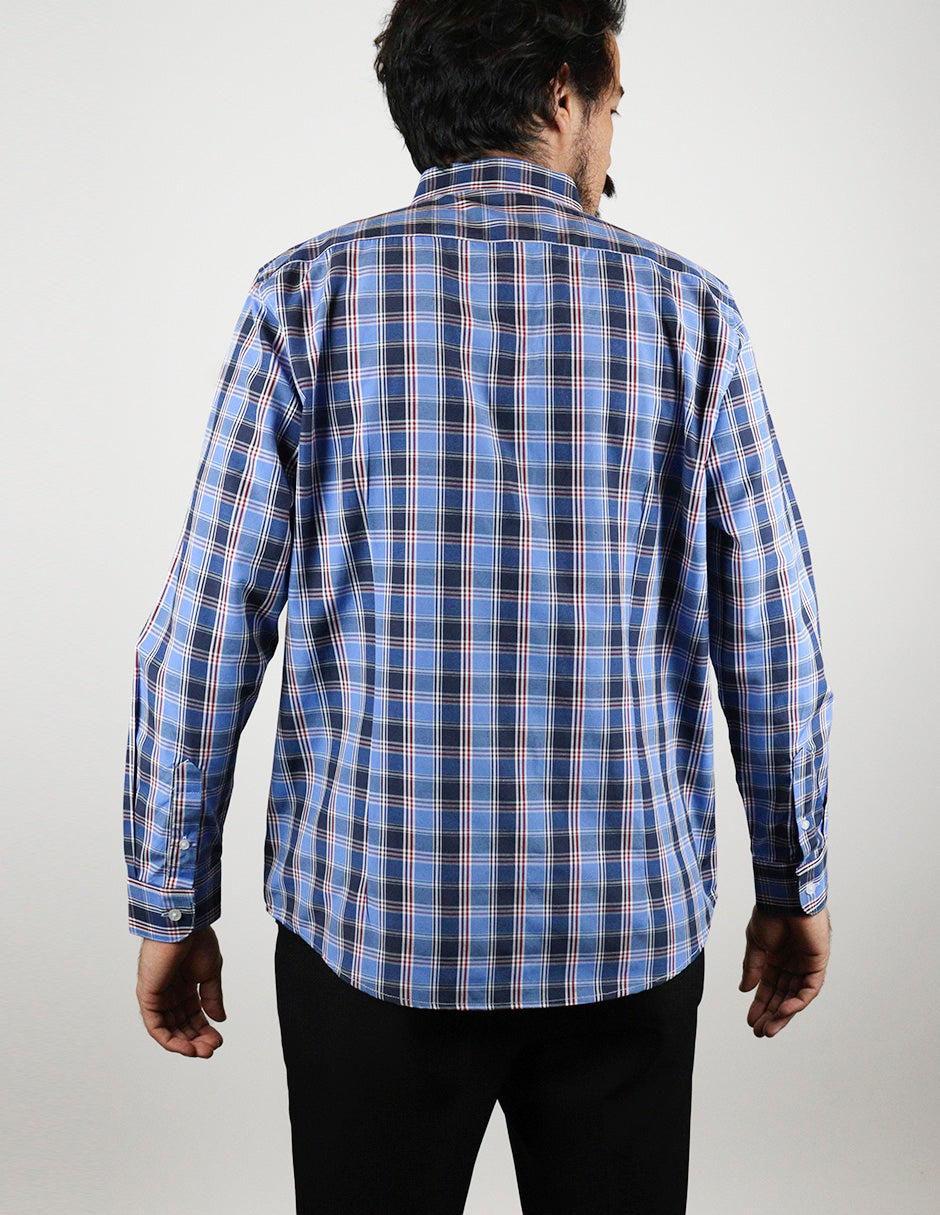 CAMISA MANGA LARGA AZUL CUADROS  REF 2309387