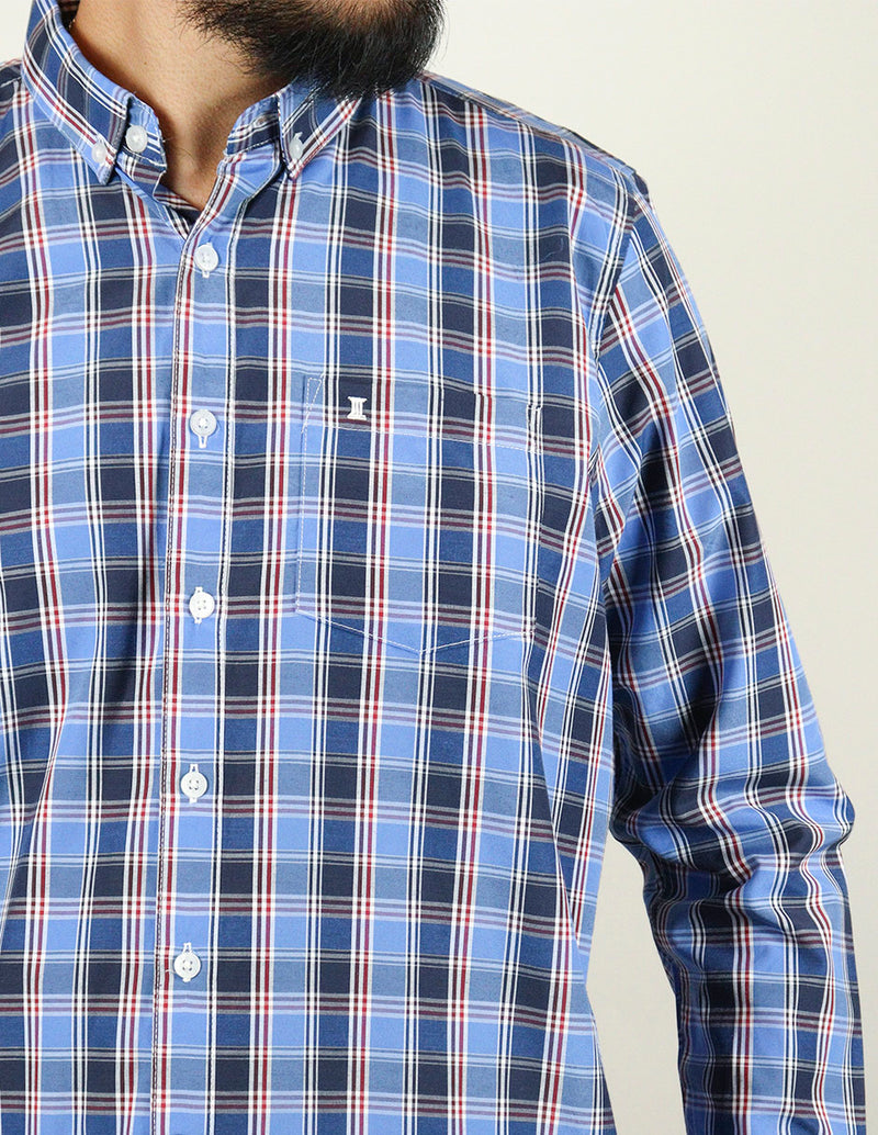 CAMISA MANGA LARGA AZUL CUADROS  REF 2309387