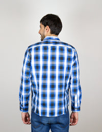 CAMISA MANGA LARGA AZUL CUADROS  REF 2309389