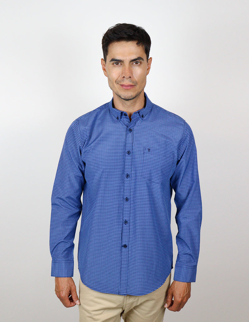 CAMISA MANGA LARGA AZUL CUADROS  REF 2309391