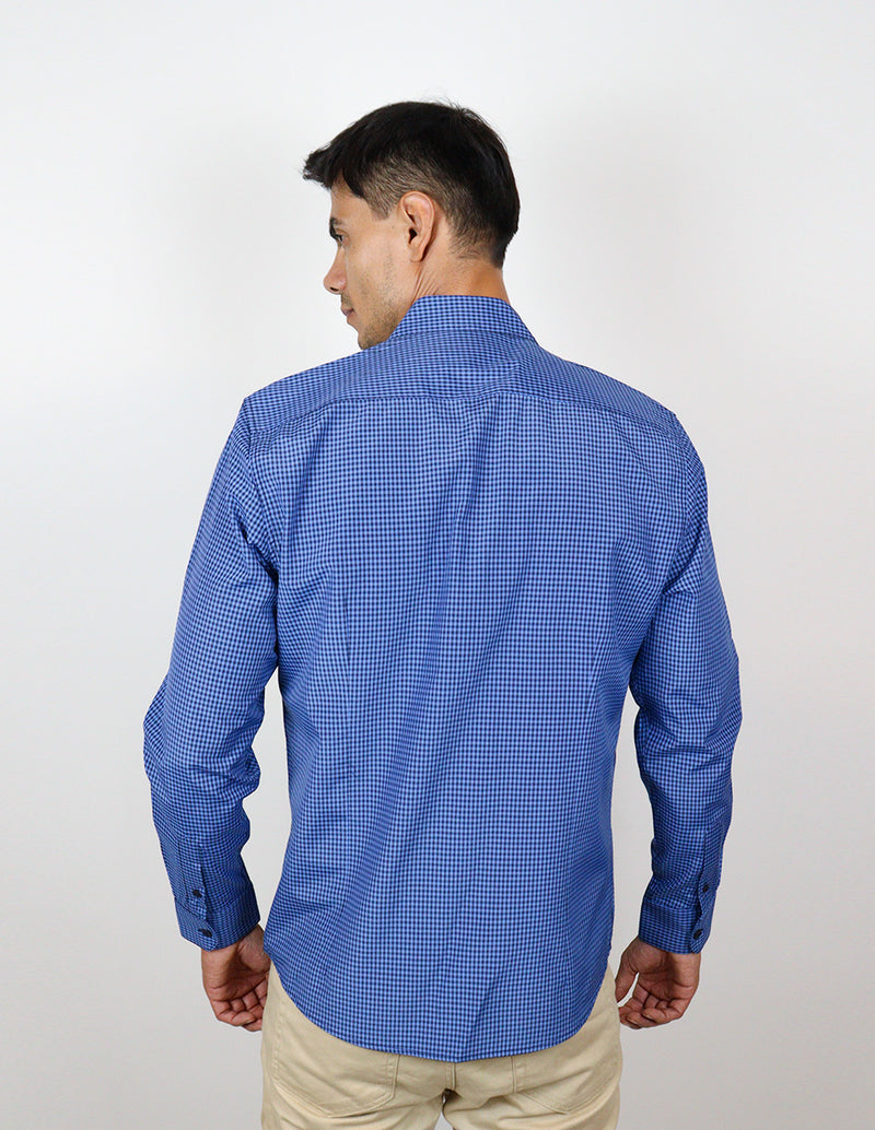 CAMISA MANGA LARGA AZUL CUADROS  REF 2309391