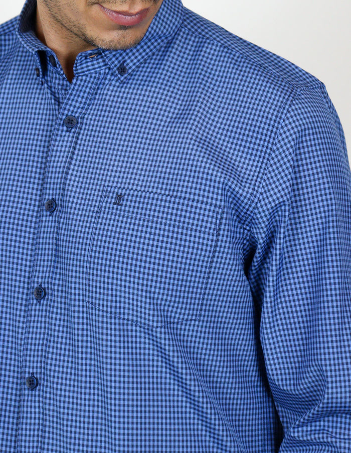 CAMISA MANGA LARGA AZUL CUADROS  REF 2309391