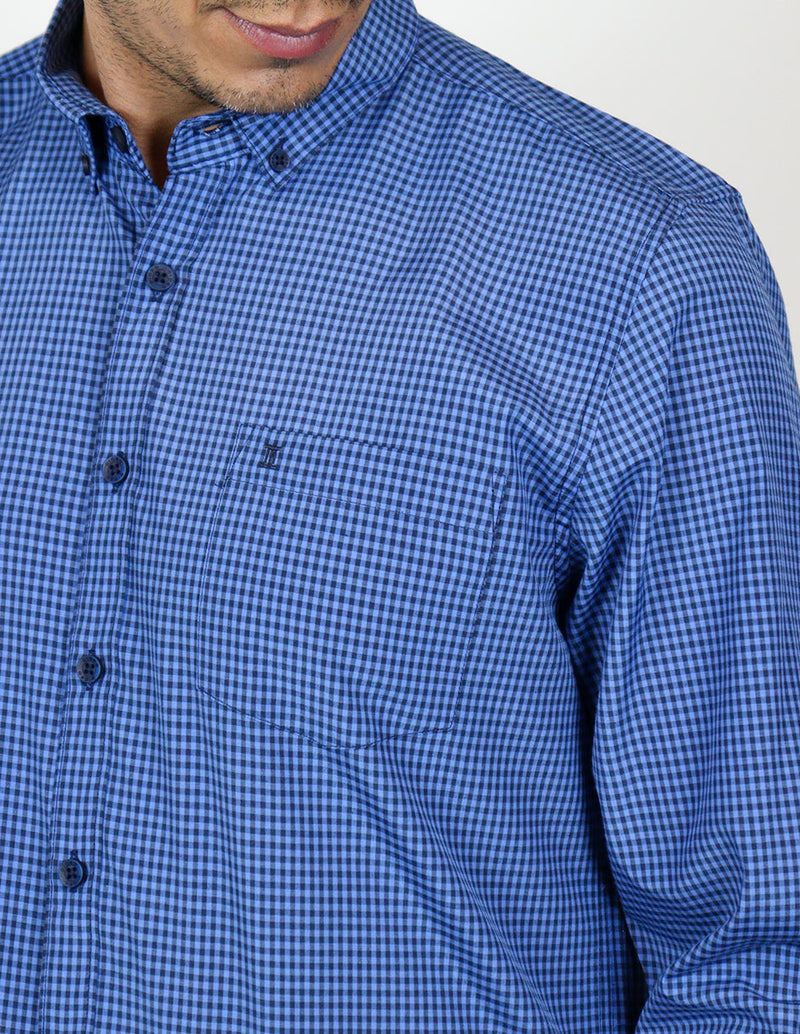 CAMISA MANGA LARGA AZUL CUADROS  REF 2309391