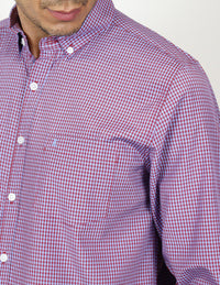 CAMISA MANGA LARGA ROSA CUADROS  REF 2309392