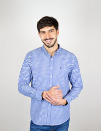 CAMISA MANGA LARGA AZUL CUADROS  REF 2309394