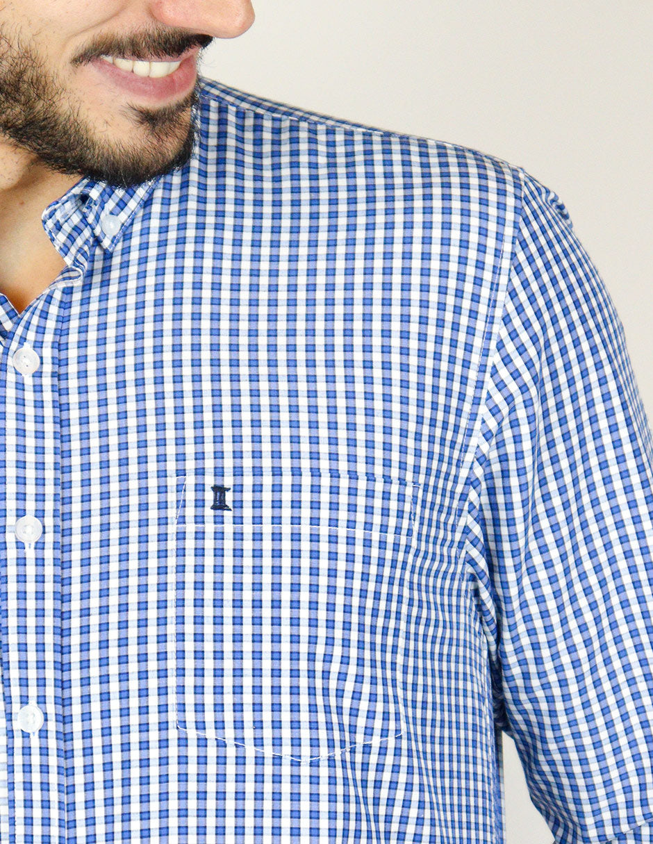 CAMISA MANGA LARGA AZUL CUADROS  REF 2309394