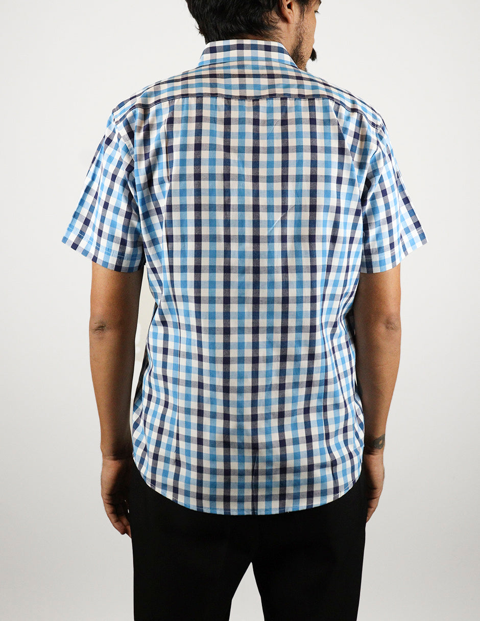 CAMISA MANGA CORTA AZUL CUADROS REF 2309410