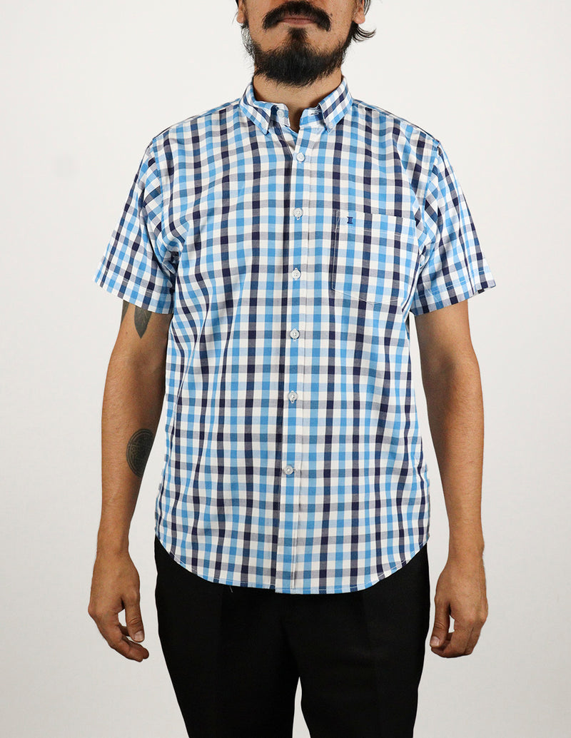 CAMISA MANGA CORTA AZUL CUADROS REF 2309410