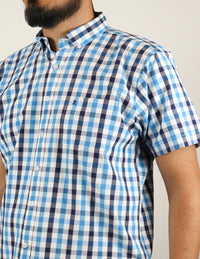 CAMISA MANGA CORTA AZUL CUADROS REF 2309410