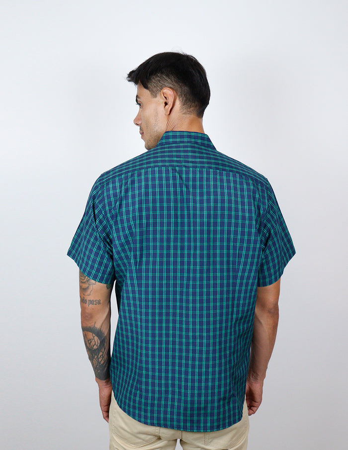 CAMISA MANGA CORTA VERDE CUADROS  REF 2309411