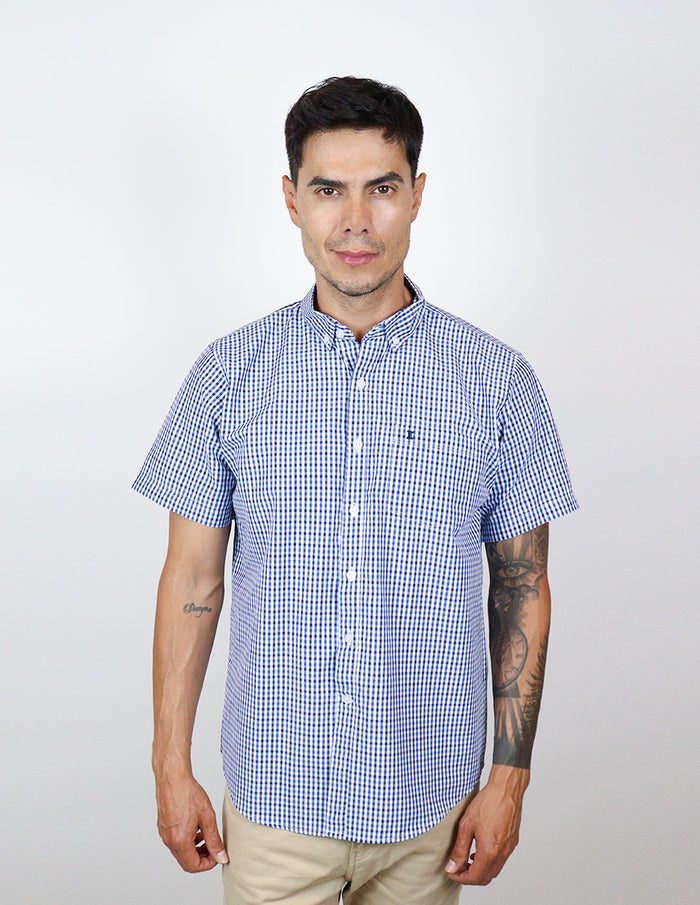 CAMISA MANGA CORTA AZUL CUADROS REF 2309413