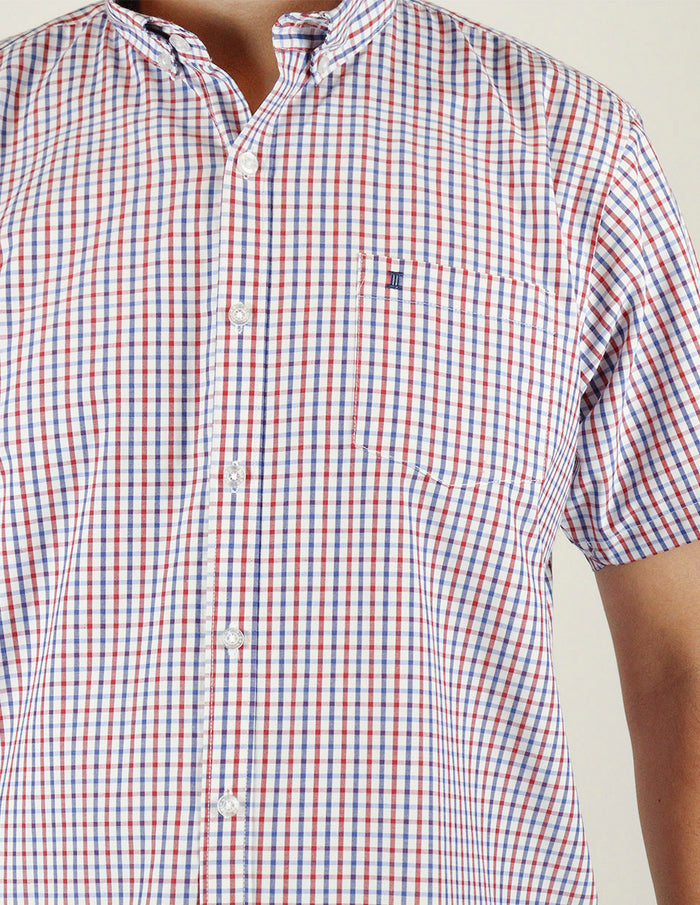 CAMISA CASUAL MANGA CORTA ROJO CUADROS