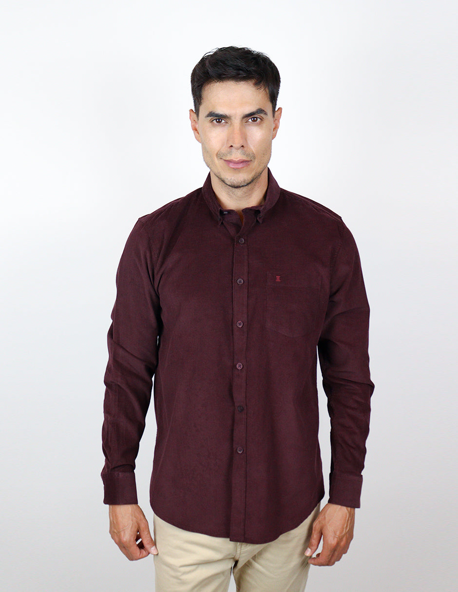 CAMISA MANGA LARGA VINO LISA PANA 100% ALGODONREF 2309424