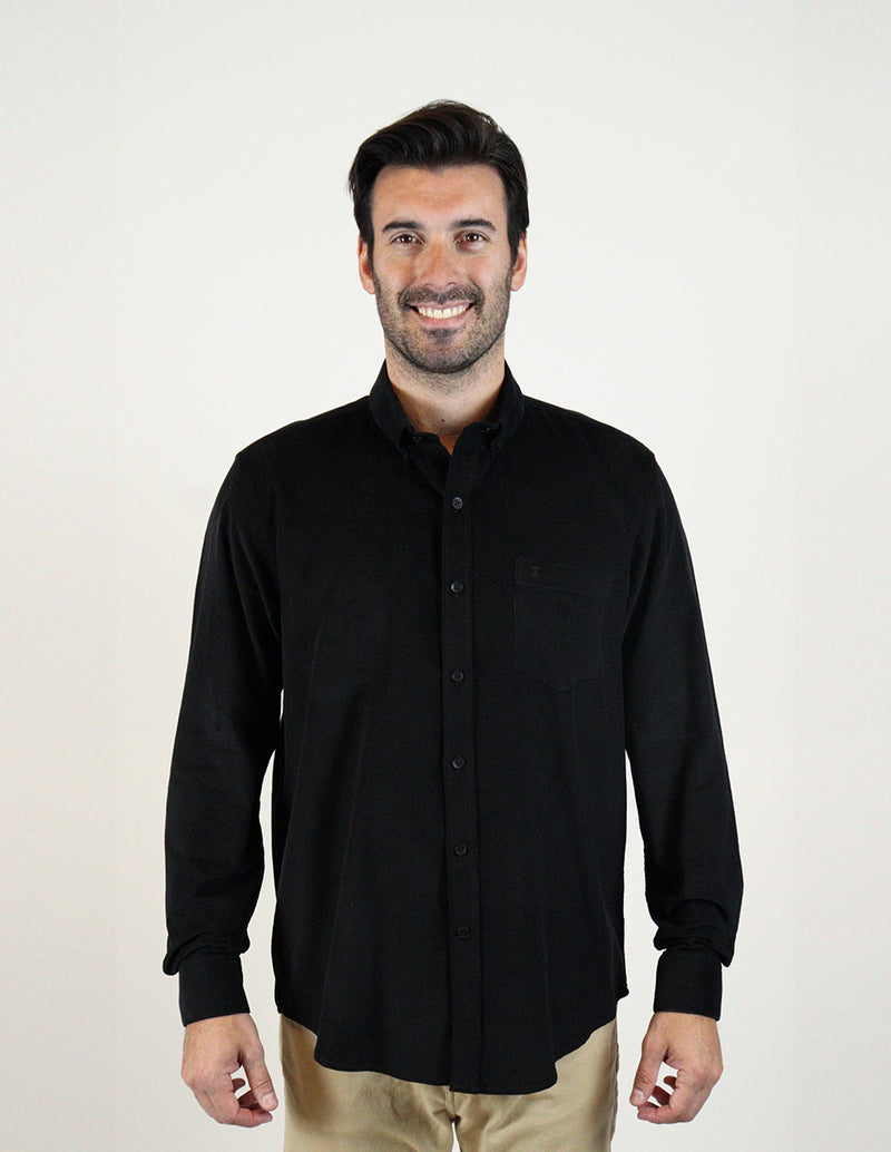 CAMISA MANGA LARGA NEGRO LISA PANA  REF 2309426