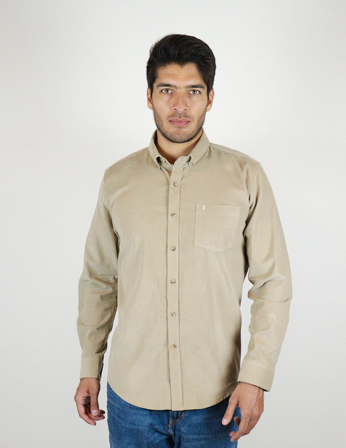 CAMISA MANGA LARGA BEIGE LISA PANA TALLA REGULAR REF 2309428