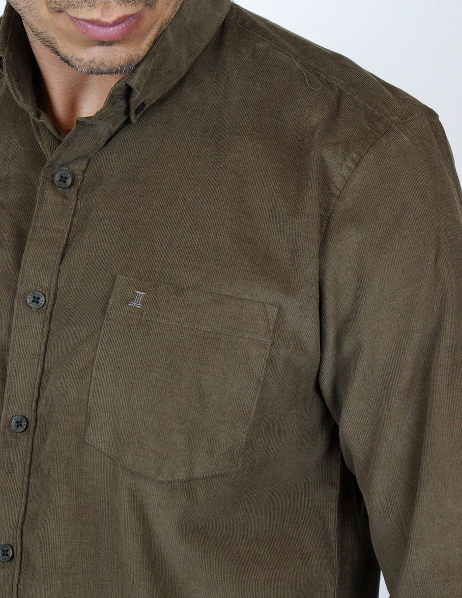 CAMISA MANGA LARGA CAFE LISA PANA 100% ALGODÓN 2309431