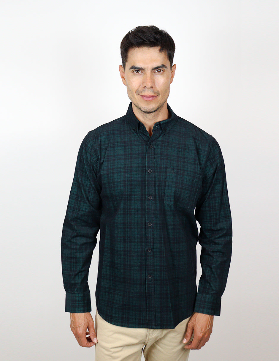 CAMISA MANGA LARGA VERDE CUADROS PANA REF 2309432