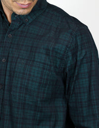 Camisa de Pana de Cuadros Verde con Manga Larga 100% Algodón Talla Extra 2309432