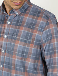 Camisa de Pana de Cuadros Gris Manga Larga 100% Algodón 2309433