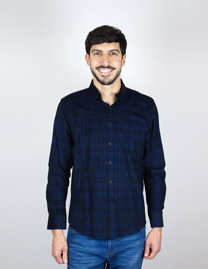 CAMISA MANGA LARGA AZUL CUADROS PANA REF 2309435