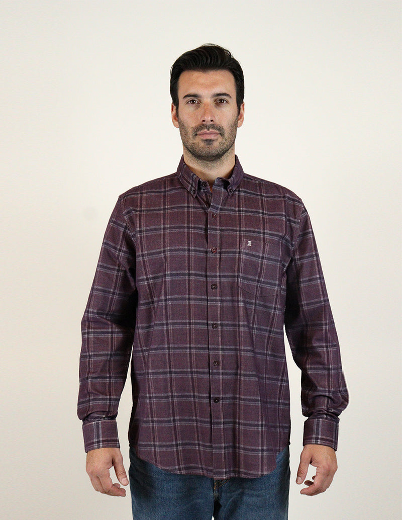 CAMISA MANGA LARGA VINO CUADROS PANA REF 2309440