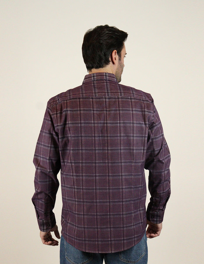 CAMISA MANGA LARGA VINO CUADROS PANA REF 2309440