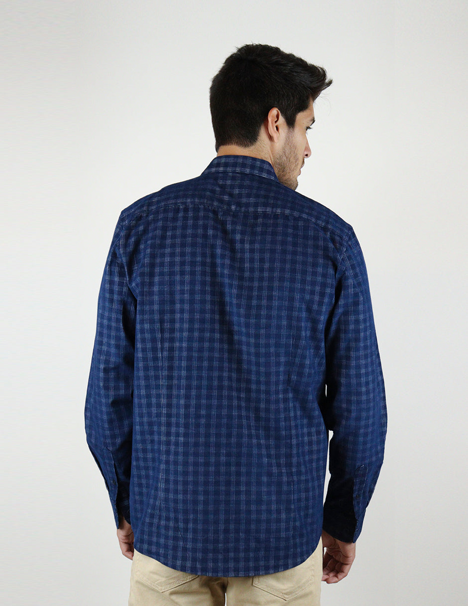 CAMISA MANGA LARGA AZUL MARINO CUADROS PANA REF 2309442