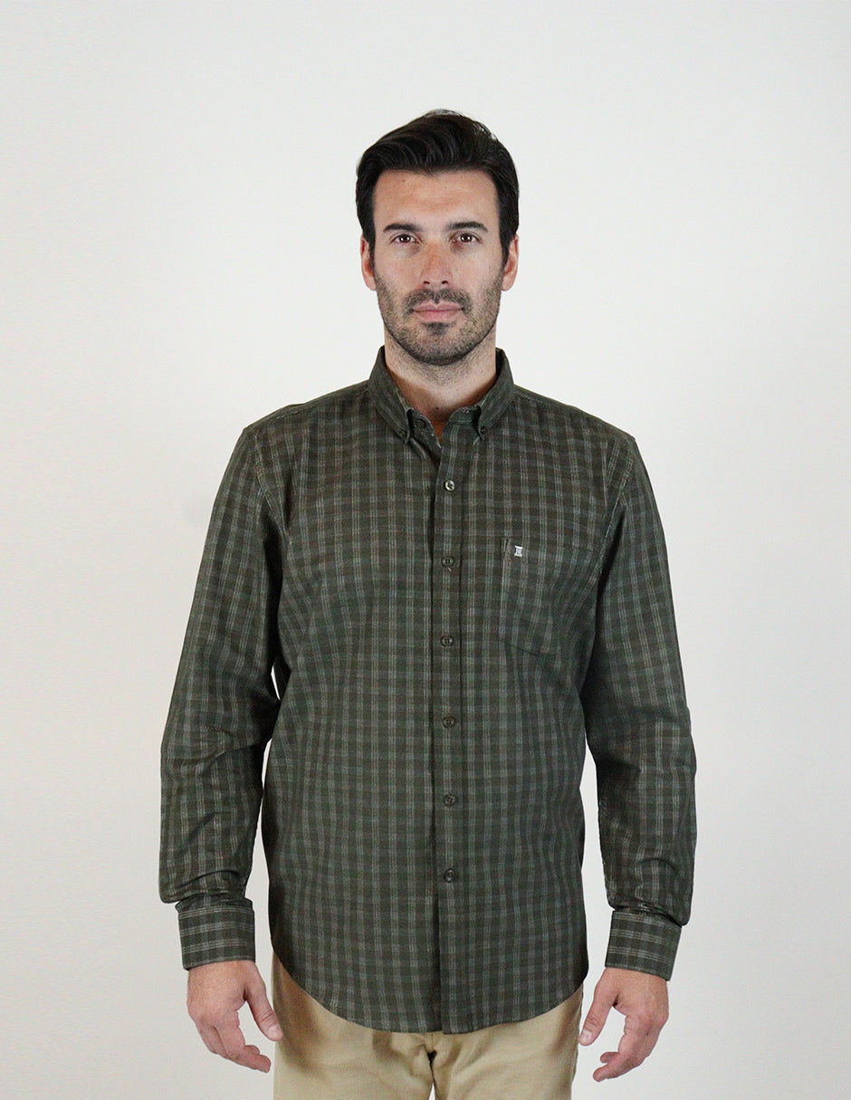 CAMISA MANGA LARGA VERDE CUADROS PANA REF 2309444