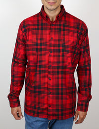 CAMISA MANGA LARGA ROJA CUADROS FRANELA  REF 2309448 E