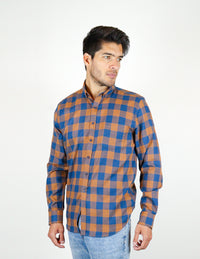 Camisa de Franela Naranja de Cuadros con Manga Larga 2309449