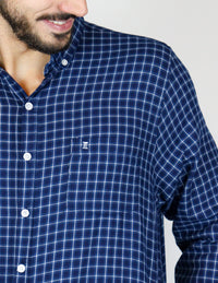 CAMISA MANGA LARGA AZUL CUADROS FRANELA  REF 2309450