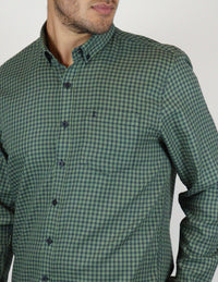CAMISA MANGA LARGA VERDE CUADROS FRANELA TALLA REGULAR REF 2309454