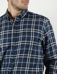 CAMISA MANGA LARGA AZUL CUADROS FRANELA  REF 2309457 E