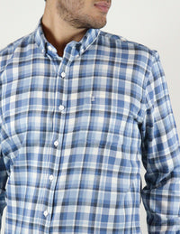 CAMISA MANGA LARGA AZUL CUADROS FRANELA  REF 2309459