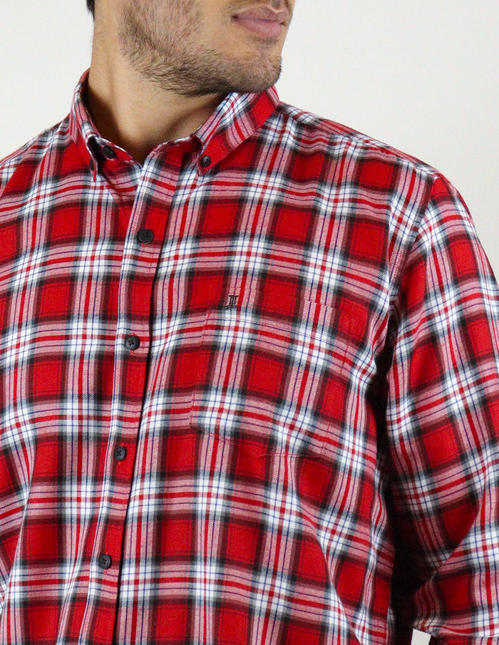 CAMISA MANGA LARGA ROJO CUADROS FRANELA REF 2309460