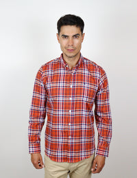 CAMISA MANGA LARGA NARANJA CUADROS FRANELA REF 2309461