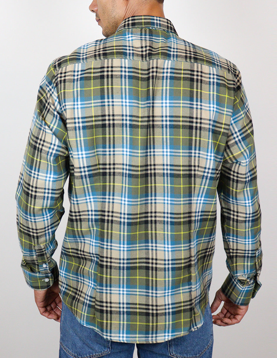 CAMISA MANGA LARGA MULTICOLOR CUADROS FRANELA REF 2309462 E