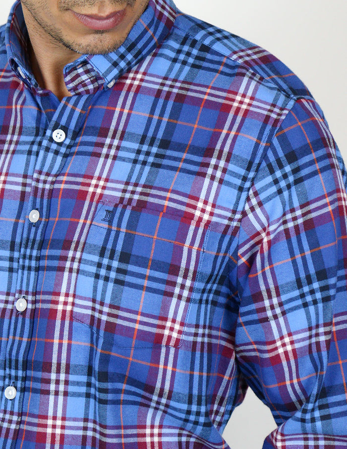 CAMISA MANGA LARGA AZUL CUADROS FRANELA REF 2309467