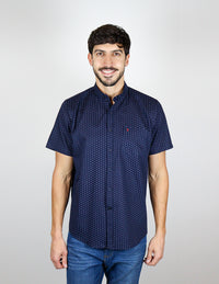 CAMISA MANGA CORTA AZUL ESTAMPADO 100% ALGODÓN REF 2310478