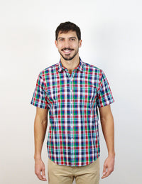 CAMISA MANGA CORTA MULTICOLOR CUADROS 100% ALGODÓN REF 2310482