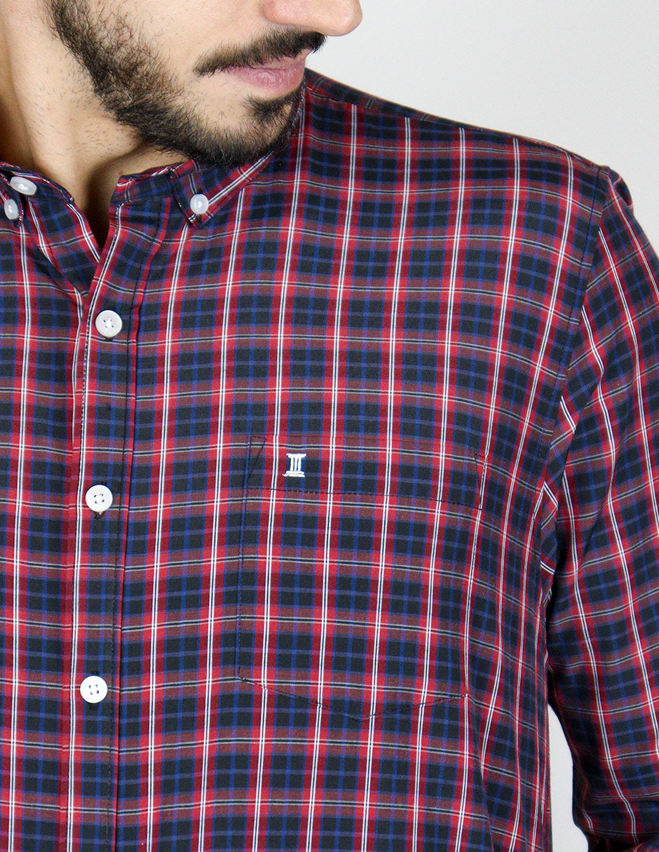 CAMISA MANGA LARGA ROJO CUADROS  REF 2310486