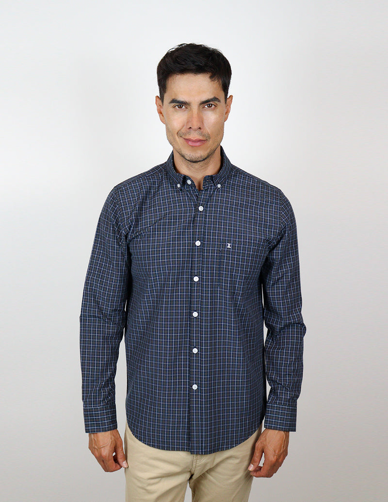 CAMISA MANGA LARGA AZUL CUADROS  REF 2310487