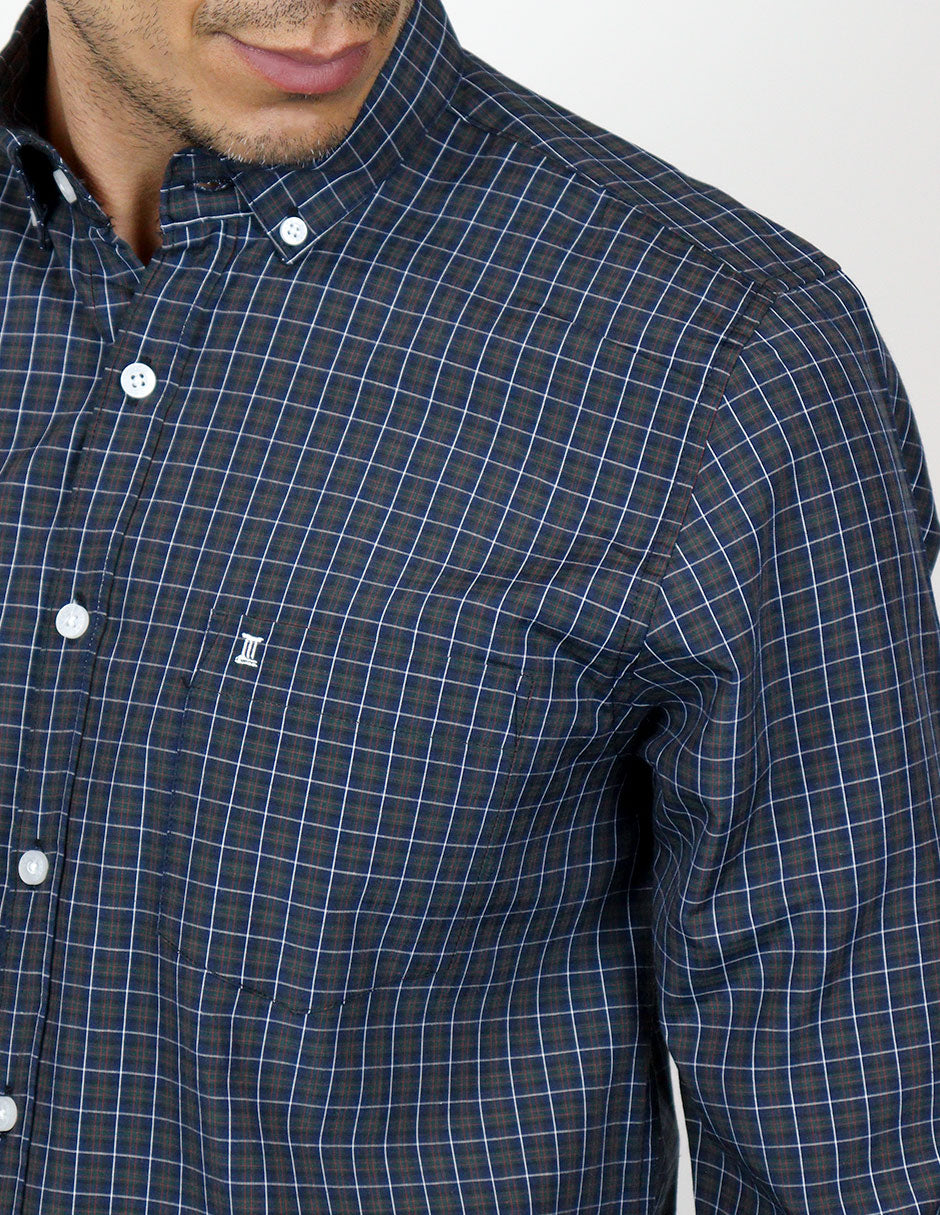 CAMISA MANGA LARGA AZUL CUADROS  REF 2310487