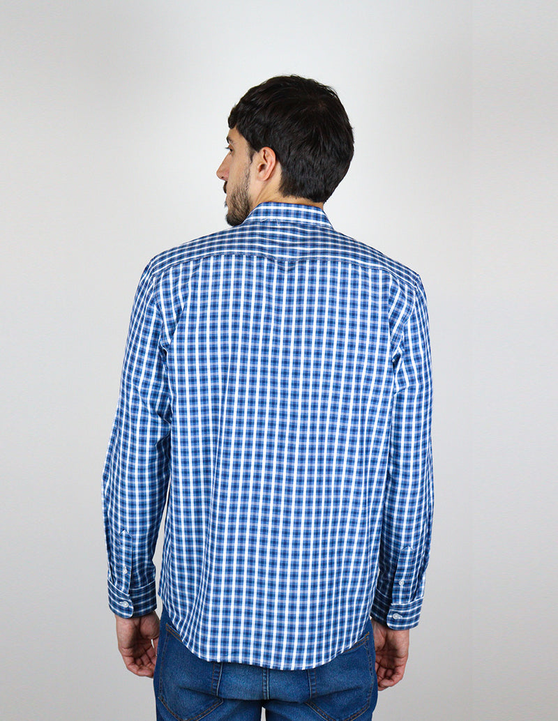 CAMISA MANGA LARGA AZUL CUADROS REF 2310489