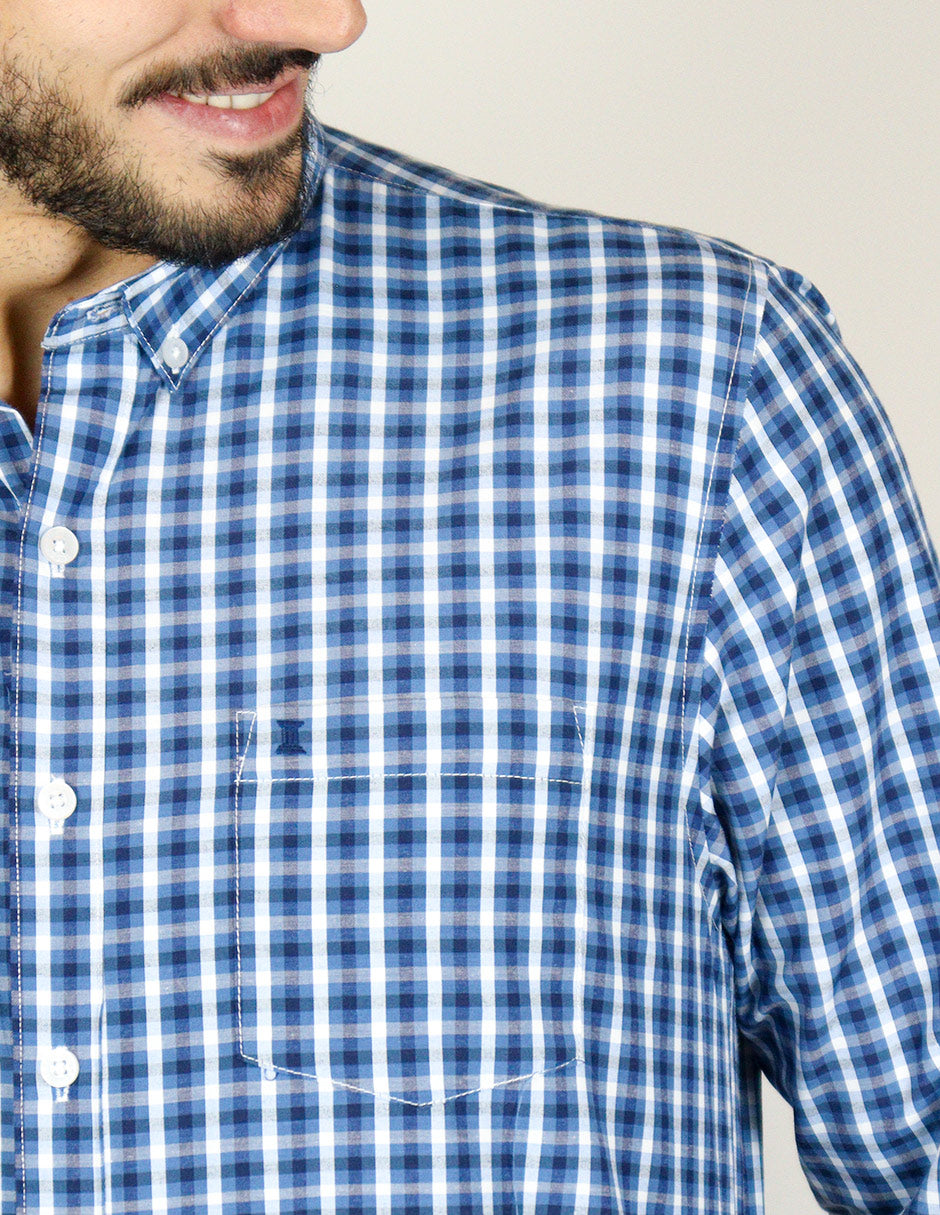 CAMISA MANGA LARGA AZUL CUADROS REF 2310489