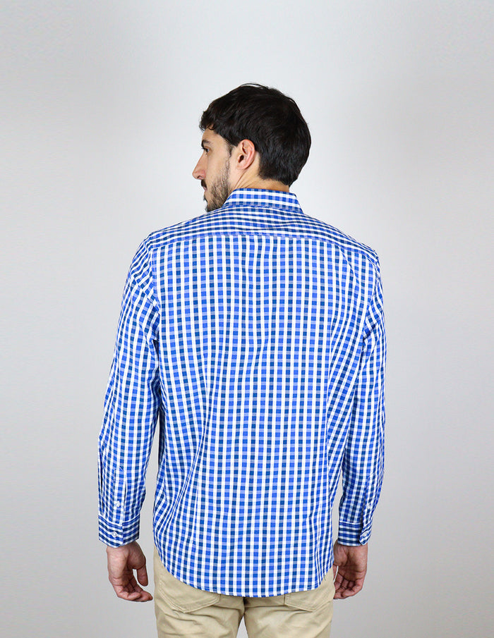 CAMISA MANGA LARGA AZUL CUADROS REF 2310490