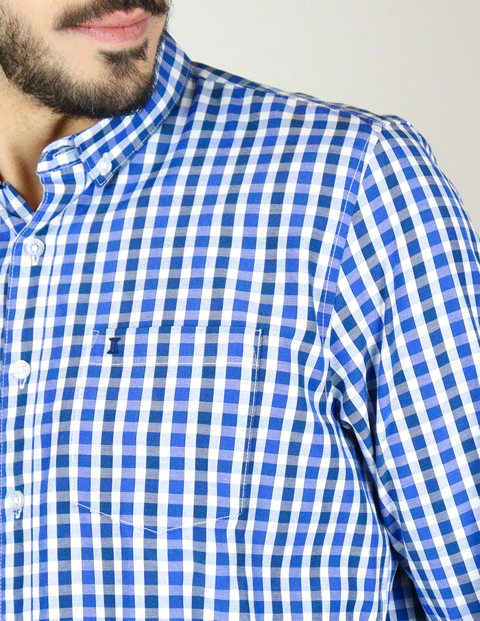 CAMISA MANGA LARGA AZUL CUADROS REF 2310490