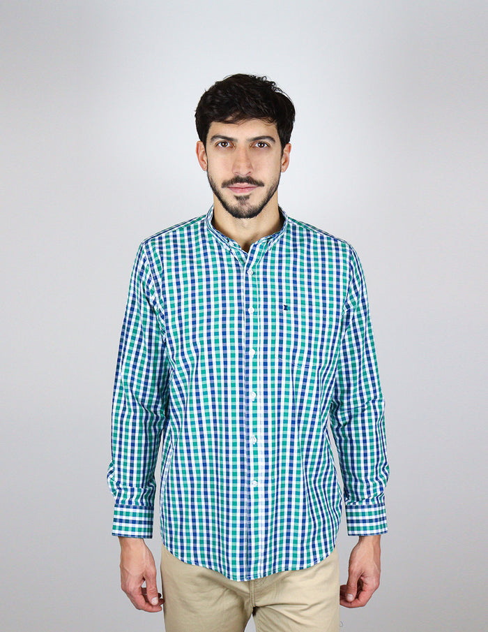 CAMISA MANGA LARGA VERDE CUADROS  REF 2310491