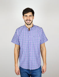 CAMISA MANGA CORTA MORADA CUADROS  REF 2310508