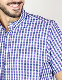 CAMISA MANGA CORTA MORADA CUADROS  REF 2310508